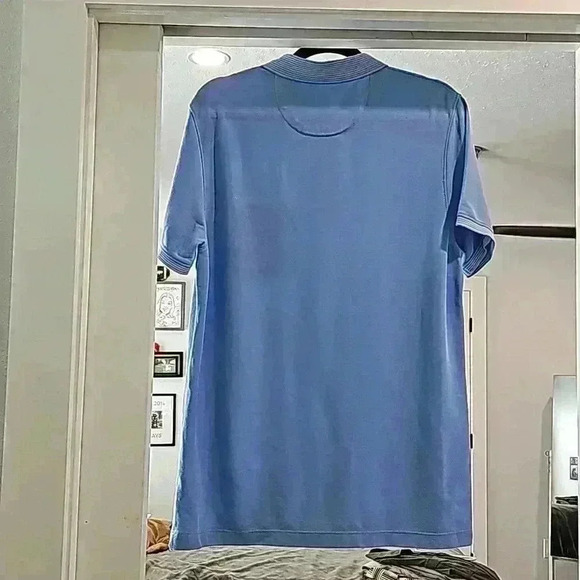 Van Heusen Never tuck light blue polo style shirt Slim fit Size L sku0128 - Picture 5 of 6